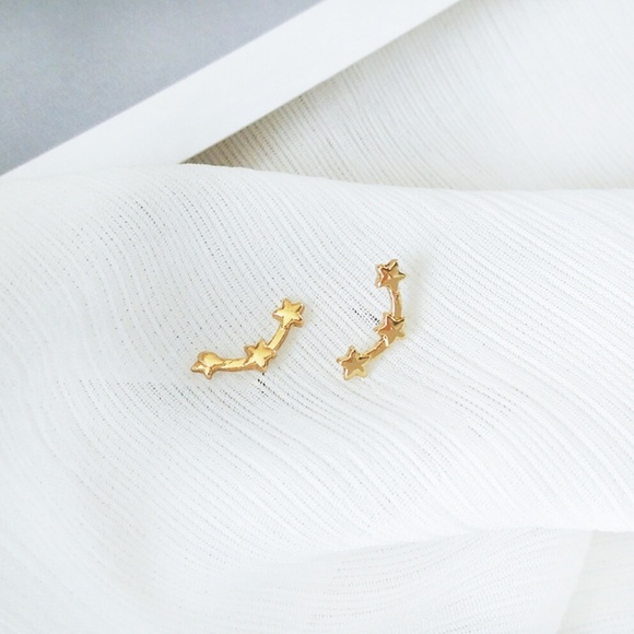 Triple Stars Zodiac Stud Earrings - Picture 4 of 4